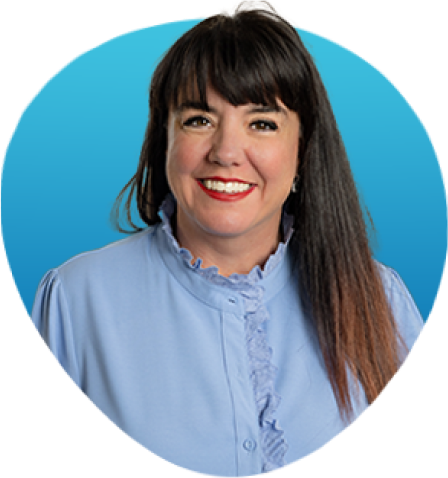 Smiling woman with brown hair